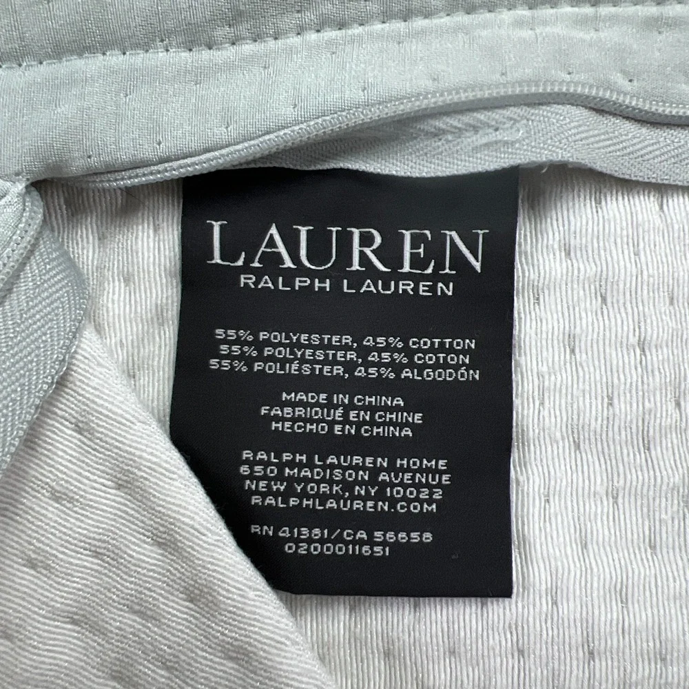 Lauren Ralph Lauren Quilted Pillow Cover Sage Green Cotton Bedding Decor 26 X 26